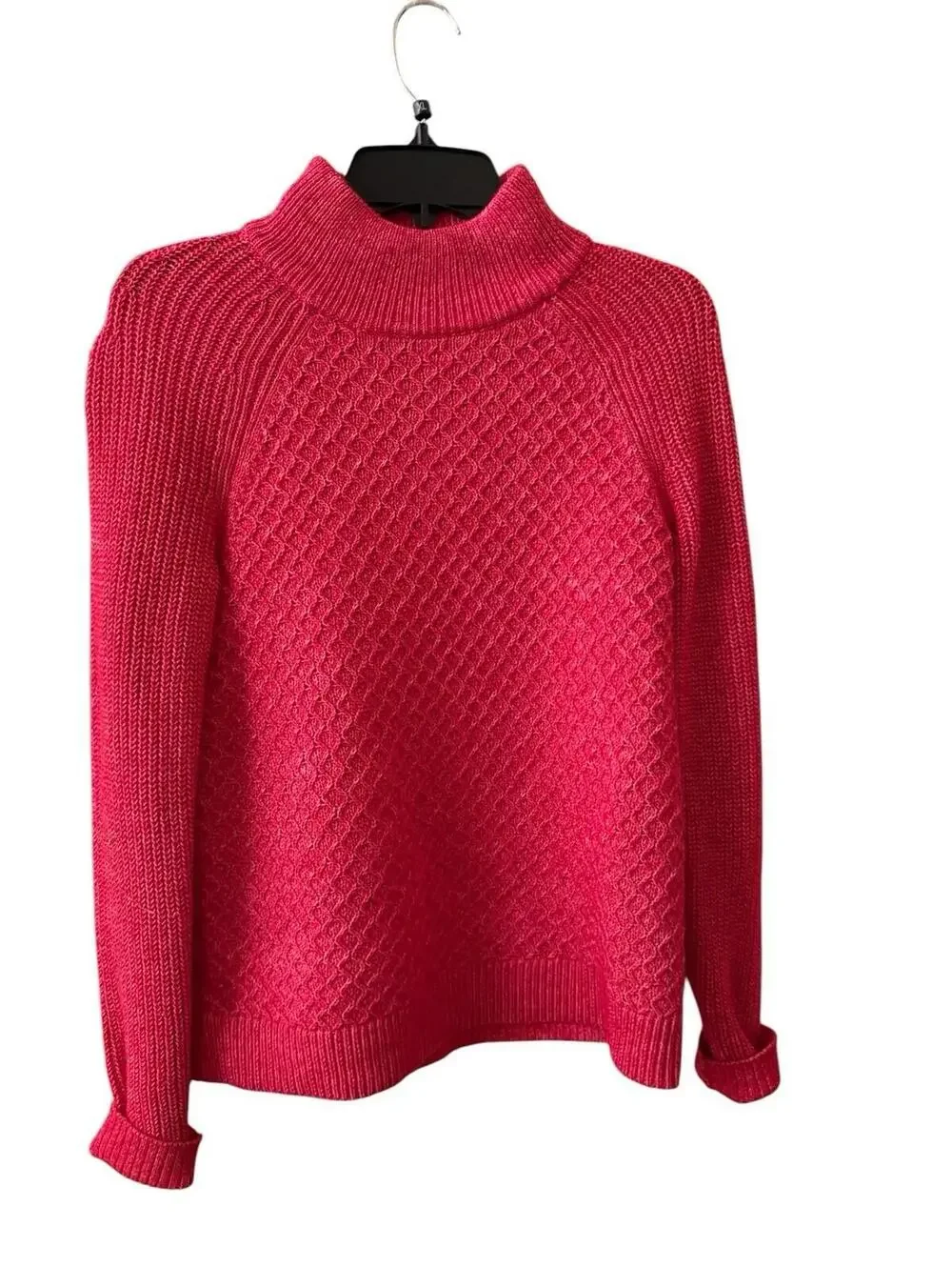 Talbots Sweater Women's Small Pink Turtleneck Long Sleeve Knit Cotton Blend